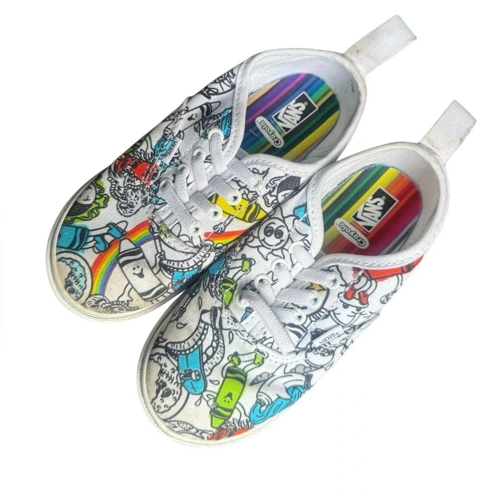 Vans Skate Lace Up Shoes Authentic Crayola DIY/ Sketch your Way Toddler Sneakers